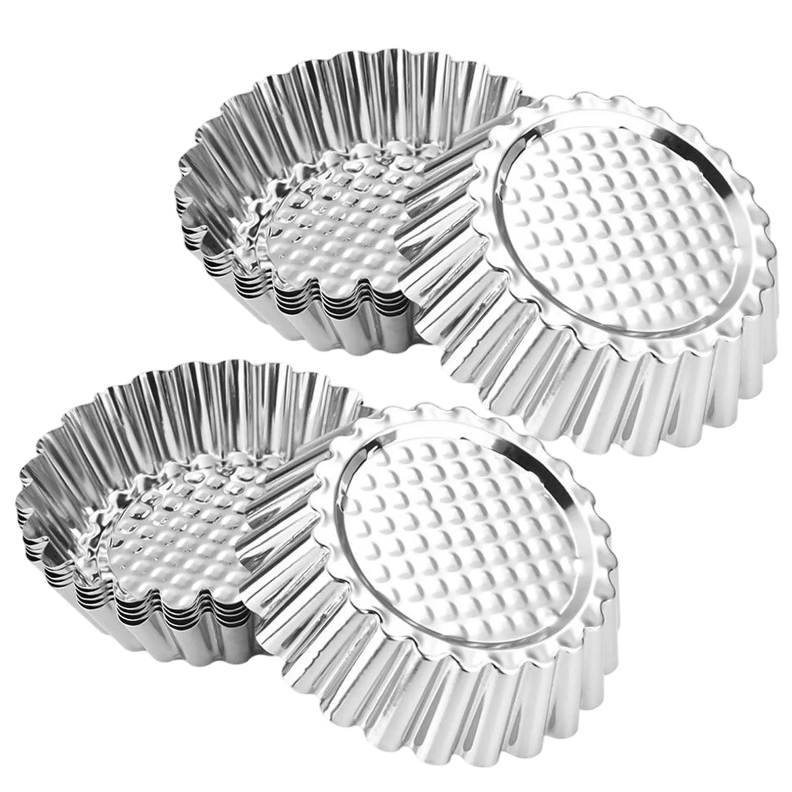 20Pcs High-Quality Stainless Steel Mini Egg Tart Molds Nonstick Baking Pastry Tools for Family Gatherings Egg Flower Mold