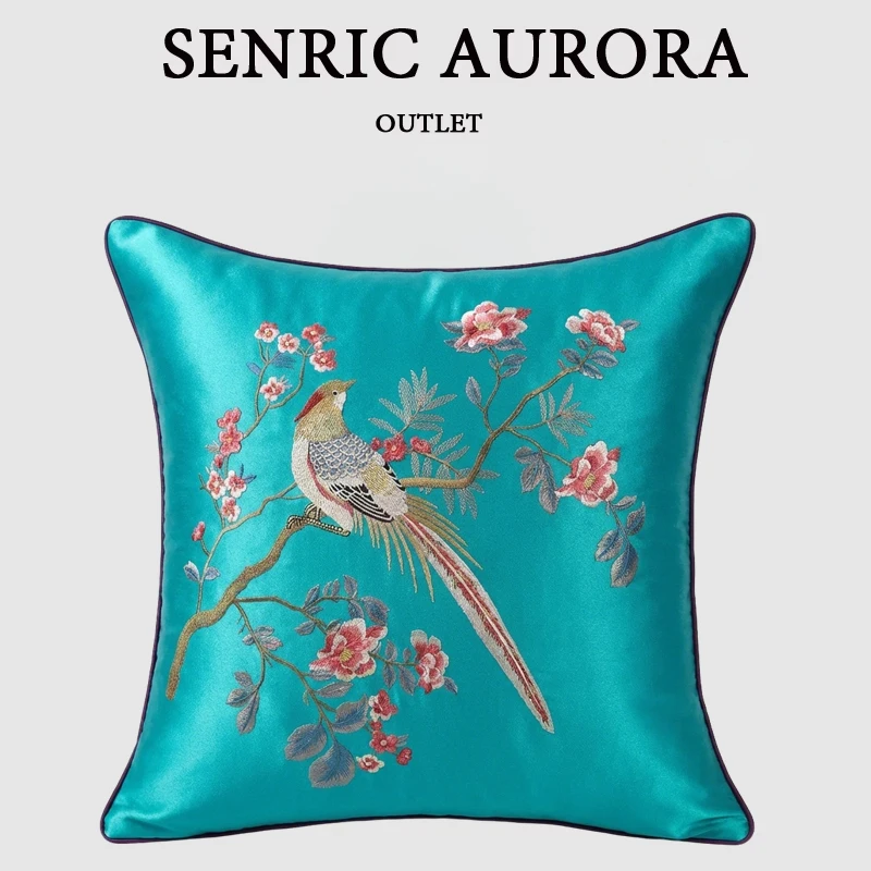 Luxury Cushion Cover Chinese Style Joy On The Branch Embroidery 30x50 45x45 40x60 50x50 60x60 Pillowcase For Home Hotel Bed Sofa