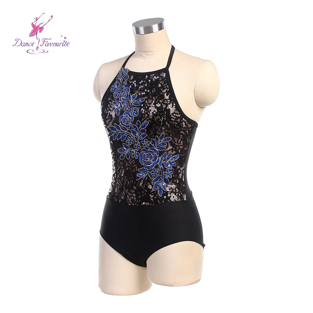 Dance Favourite Dance Costumes 19614L Halter Camisole Sequin Spandex Bodice Ballet Leotard Jazz & Tap Dance Costumes With trim