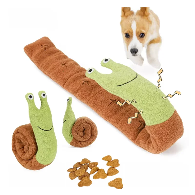 Plush Dog Puzzle Chewing Snails Bite Toy Puppy Squeaky Sounds Teeth Hide Food Interactive Soft Toy for dogs Toys Pet Supplies