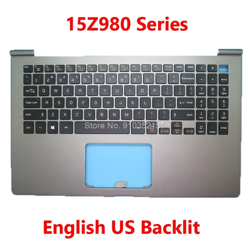 

Grey White PalmRest & US Backlit Keyboard For LG 15Z980 15ZD980 LG15Z98 MBN652233XX AEW74029812 Upper Case NO Touchpad English