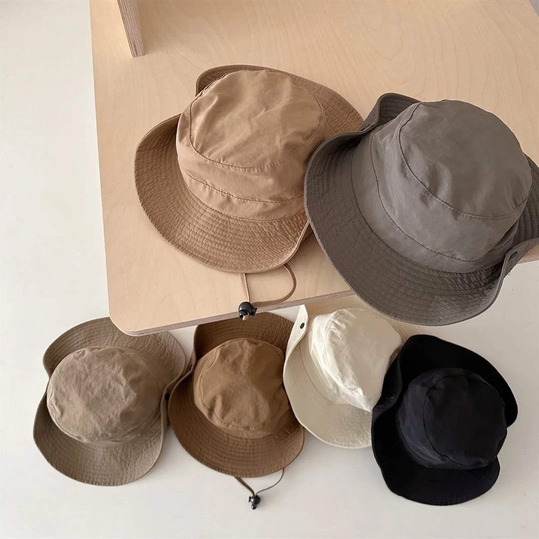 أطفال بلون المشي لمسافات طويلة صياد قبعة الأشعة فوق البنفسجية حماية الطفل دلو قبعة الشمس في الهواء الطلق التخييم الرقبة رفرف قبعة للأطفال بنين بنات