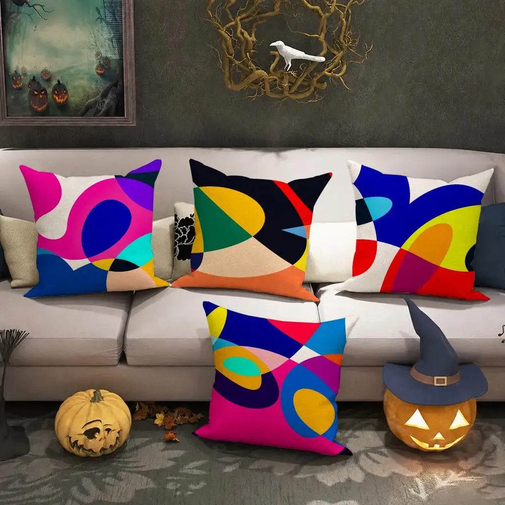 Abstract Curve Colors Cushion Cover Halloween decoration trick or treat cushion cover, ghost, pumpkin head, bat decoration