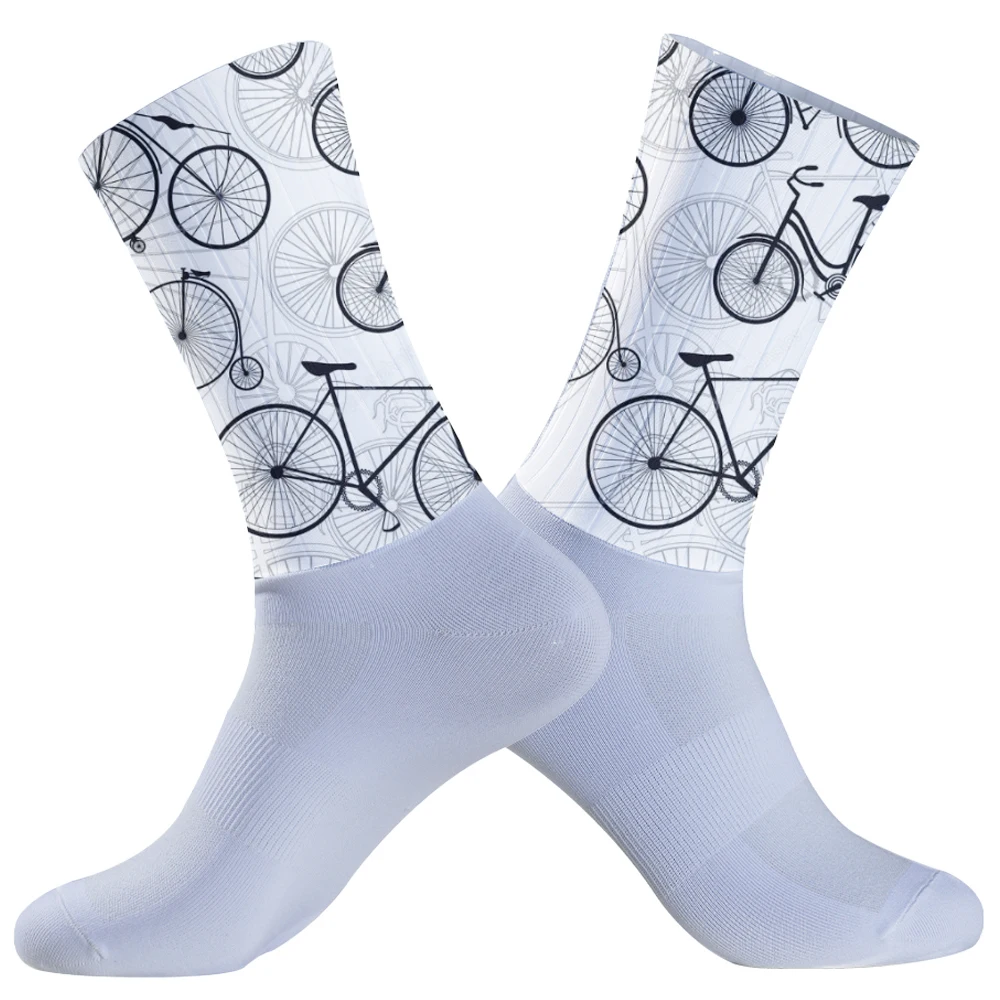 Chaussettes de sport de compression coordonnantes sans couture, chaussettes de cyclisme, chaussettes aérodynamiques, course en plein air, vélo de route, vélo d'équipe, nouveau, 2024