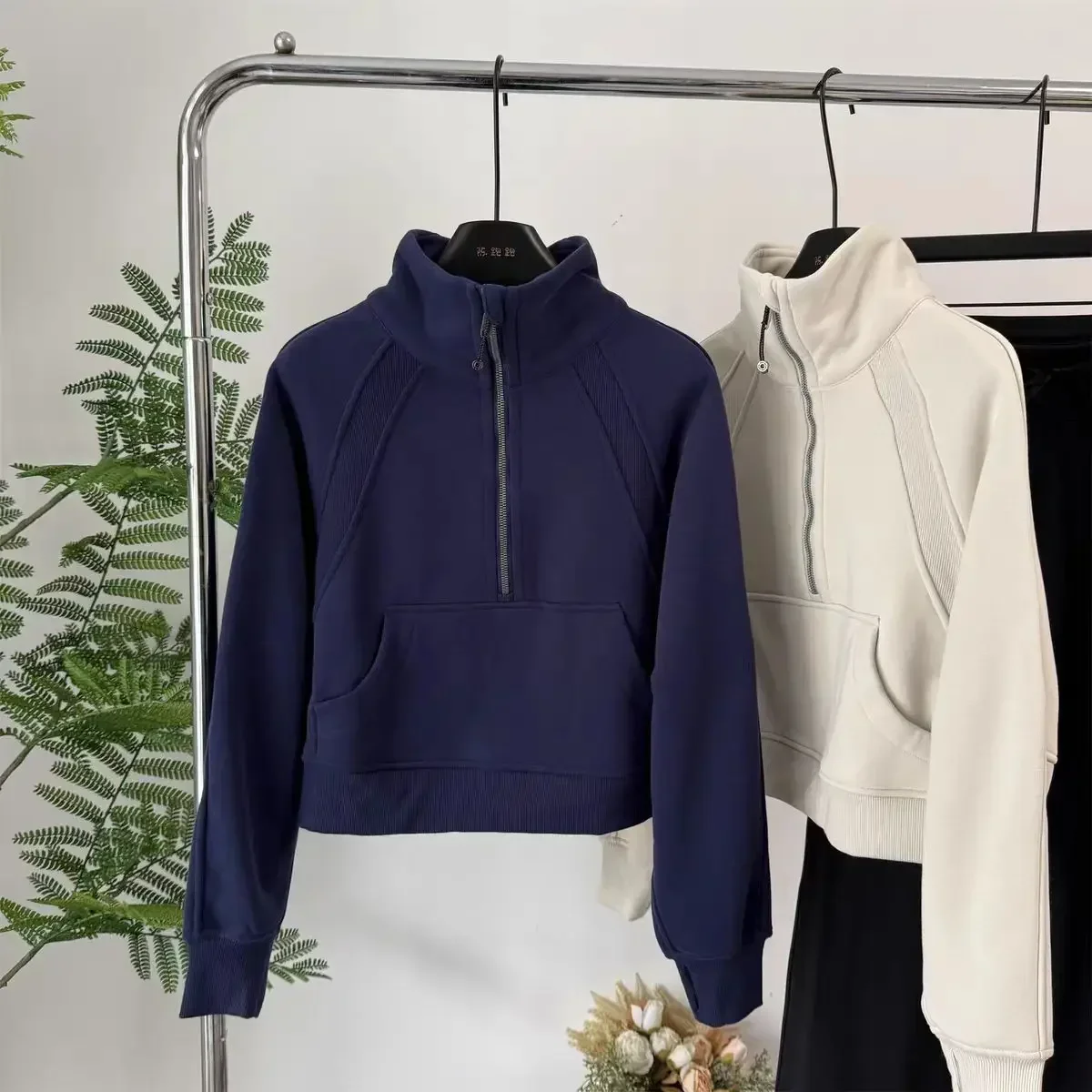 

Lemon Women Sportswear Jacket Half Zip Long Sleeve Loose Warm Scuba Sweatshirts Gym Workout Clothes Sport and Leisure Yoga Coat