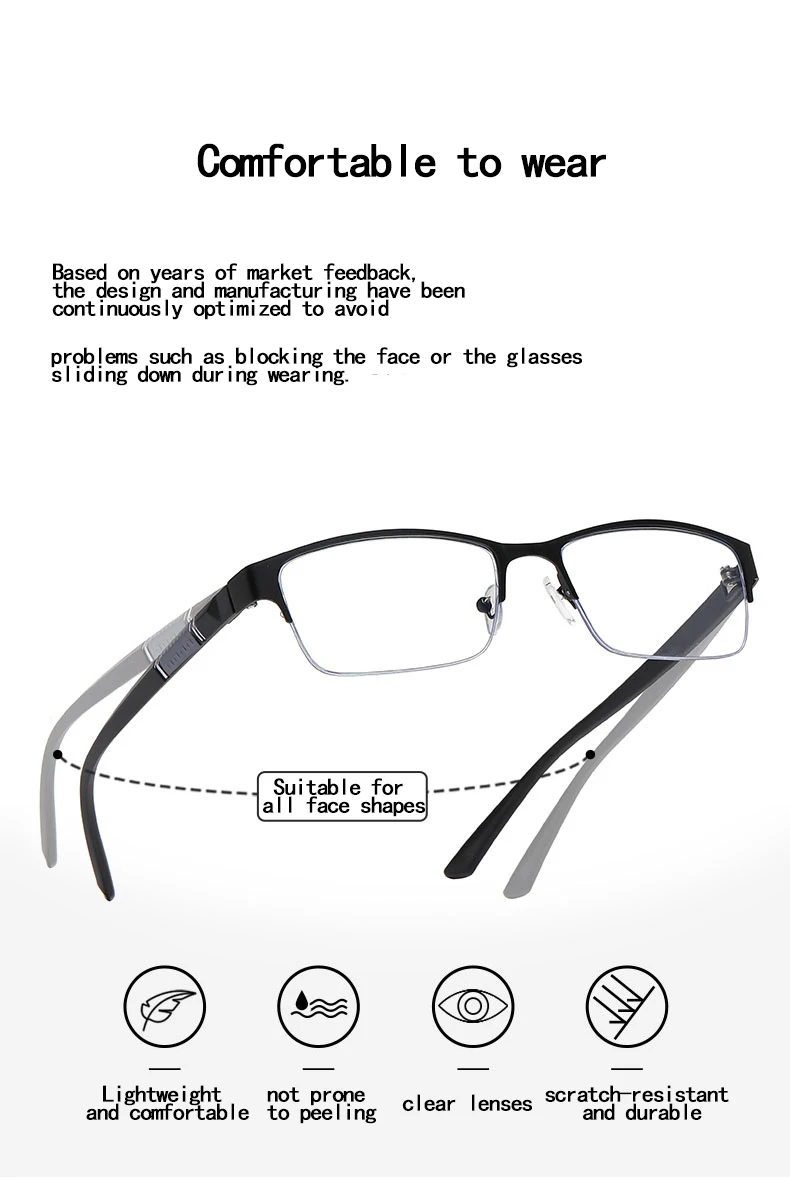 Multifokale Farbwechselnde Herren-Halbrahmen-Smart-Zoom-Brille für Nah- und Fernsicht 806 – Detail 6