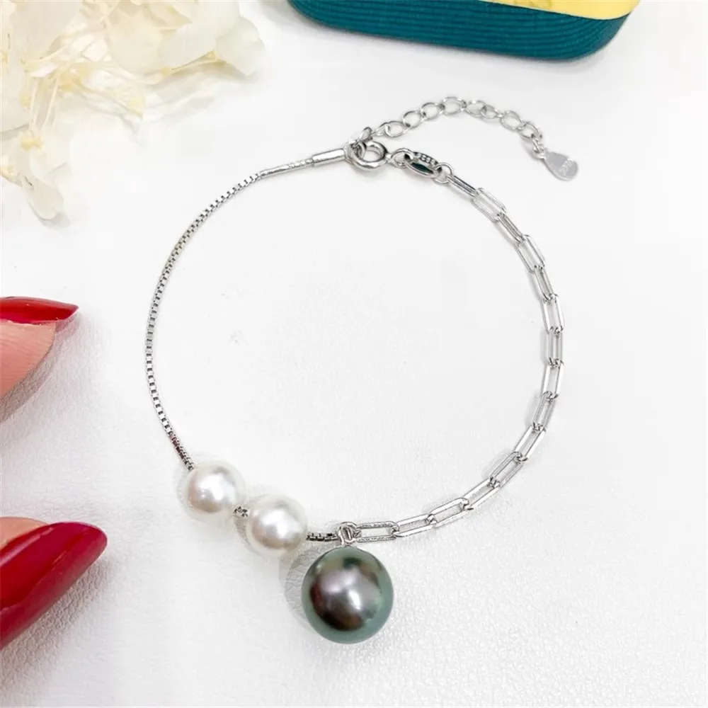 

DIY Pearl Accessories S925 Sterling Silver Bracelet Empty Holder Fashion Gold Silver Bracelet Fit 6-12mm Circle S057