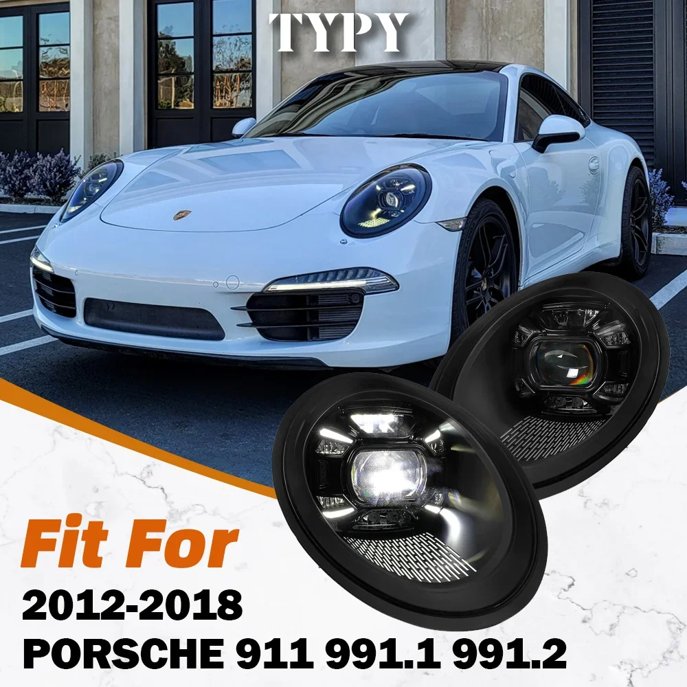 TYPY 2Pcs Car Lights For 2012-2018 Porsche 911 Headlights 991 LED Head Lamps Daytime Running Lights DRL Turn Signal Auto Accesories