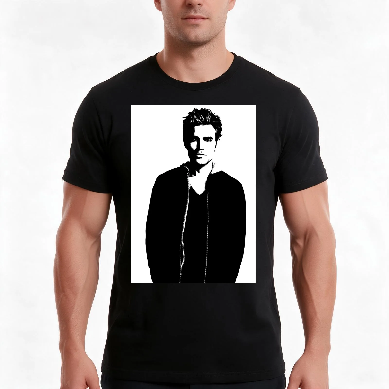 Paul Wesley Felt T-Shirt Summer Casual Cotton Tee Oversized Streetwear Tops Vintage Graphic Print Loose Fit Short Sleeve