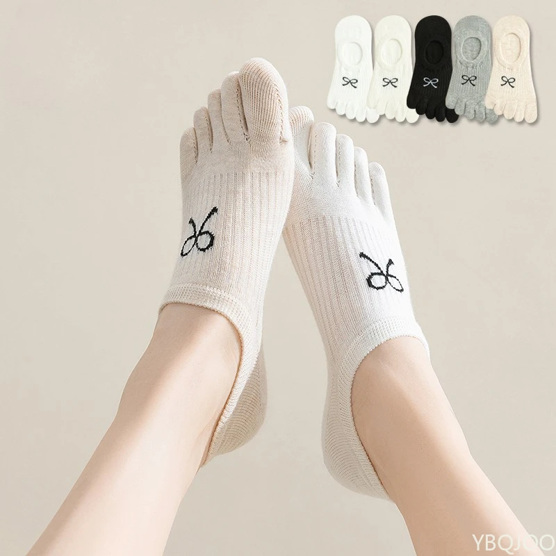

5 Pairs Fashion versatile Separate Fingers Sports Summer Thin Slipper Socks Five Finger Socks Women Anti-slip Cotton Toe Socks