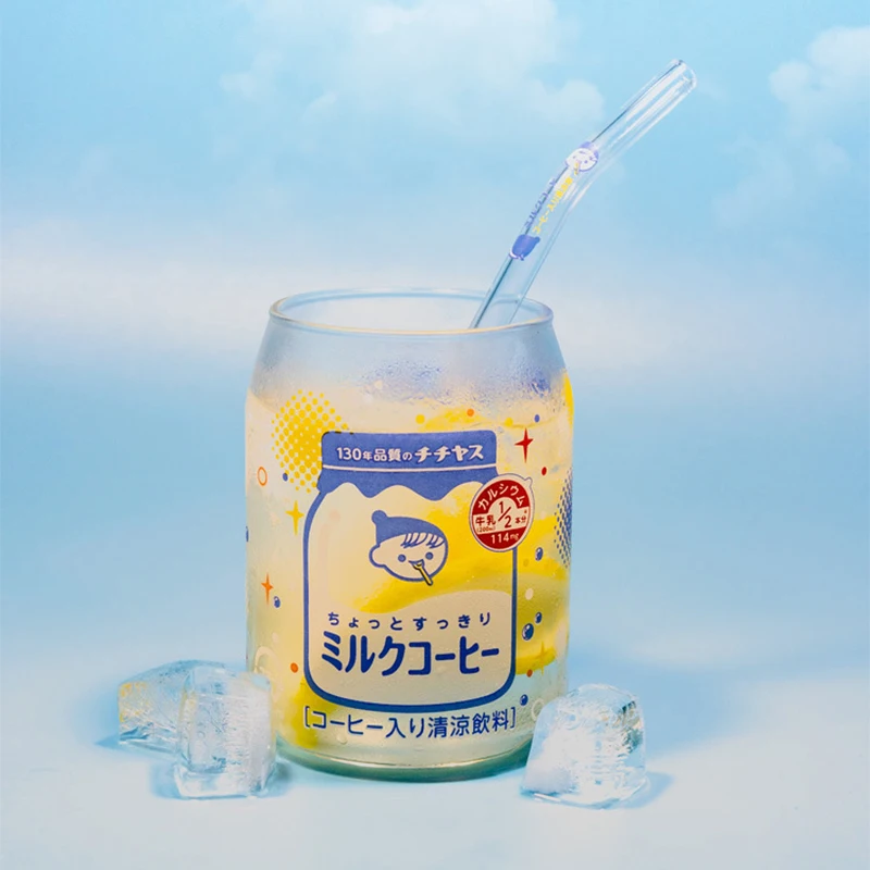 Botella de café y agua helada de estilo japonés, vaso bonito, diseño creativo y personalizado de lata pop, bebida de oficina en verano