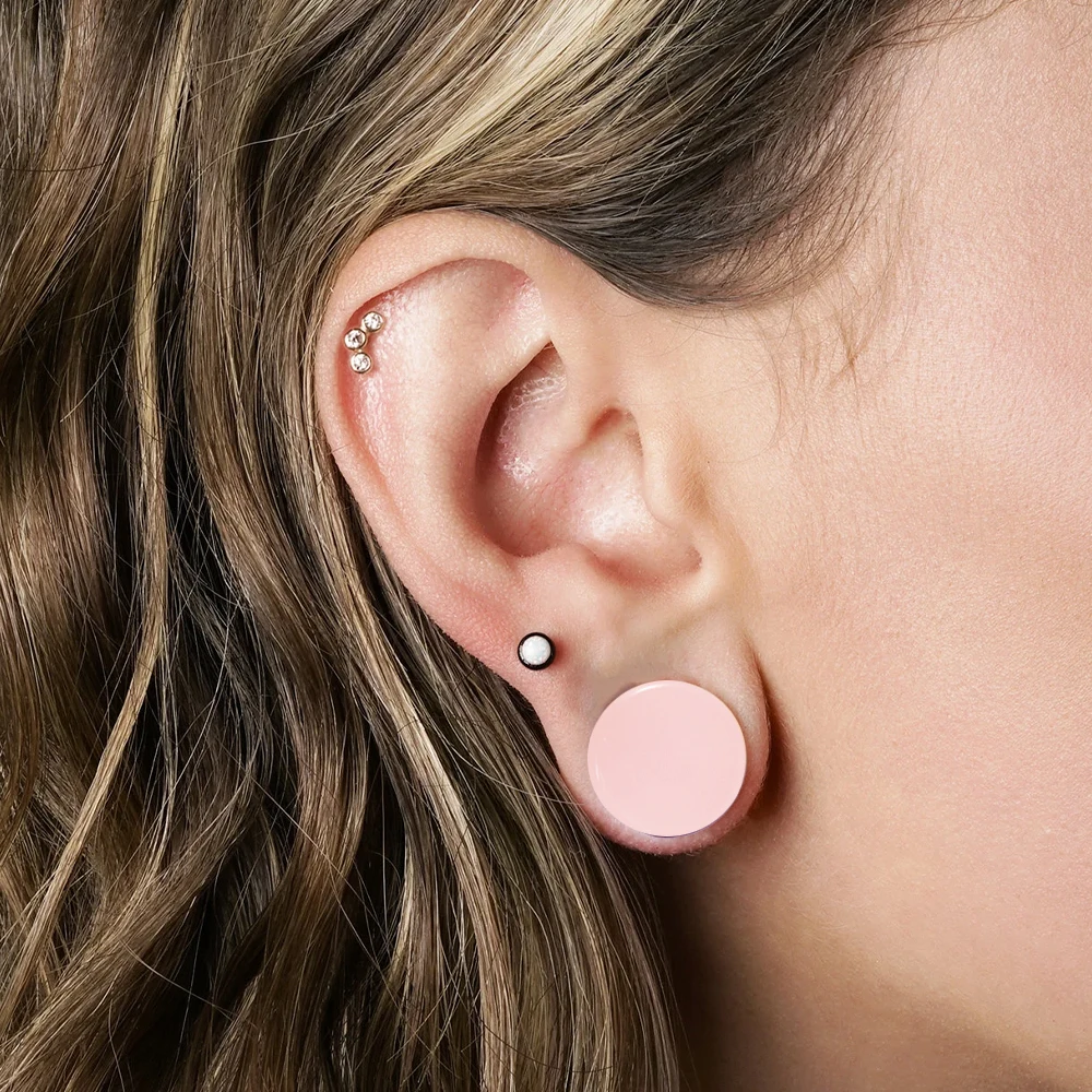 ピンクガラス製イヤートンネルプラグ、イヤーゲージ、ストレッチ - Body Jewelry Gauge Sizes のレビューと価格