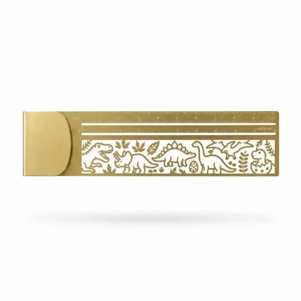 Cartoon Brass Bookmark Ruler Cute Patterns Hollow Drawing Template Ruler Multi-functional Stencil Straight Ruler Kids Students