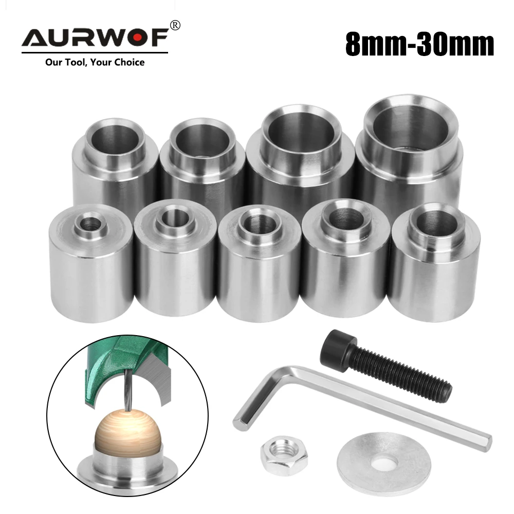 AURWOF Router Base Base 20mm 25mm 30mm 8mm Carbon Steel Silver 10mm 12mm 14mm 16mm 18mm Router Bit Base For Buddha Beads Ball