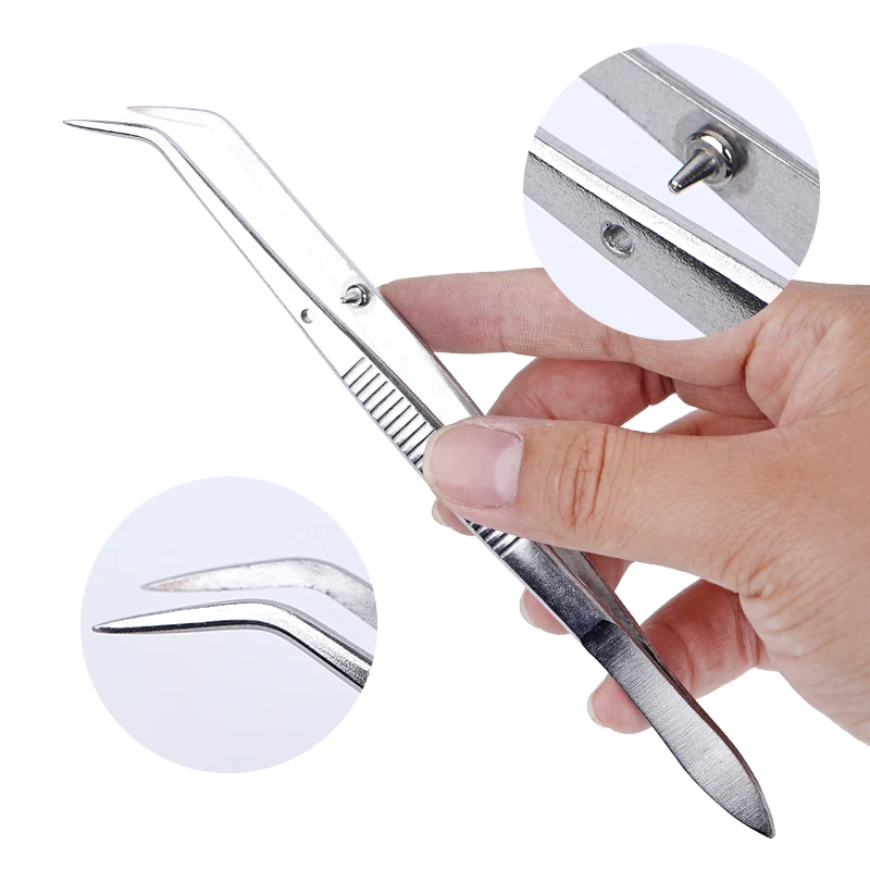 

1pc Stainless Steel Dental Tweezers With Positioning Surgical Serrated Curved Tweezer Pincer Forcep Oral Care Dentist Lab Tools