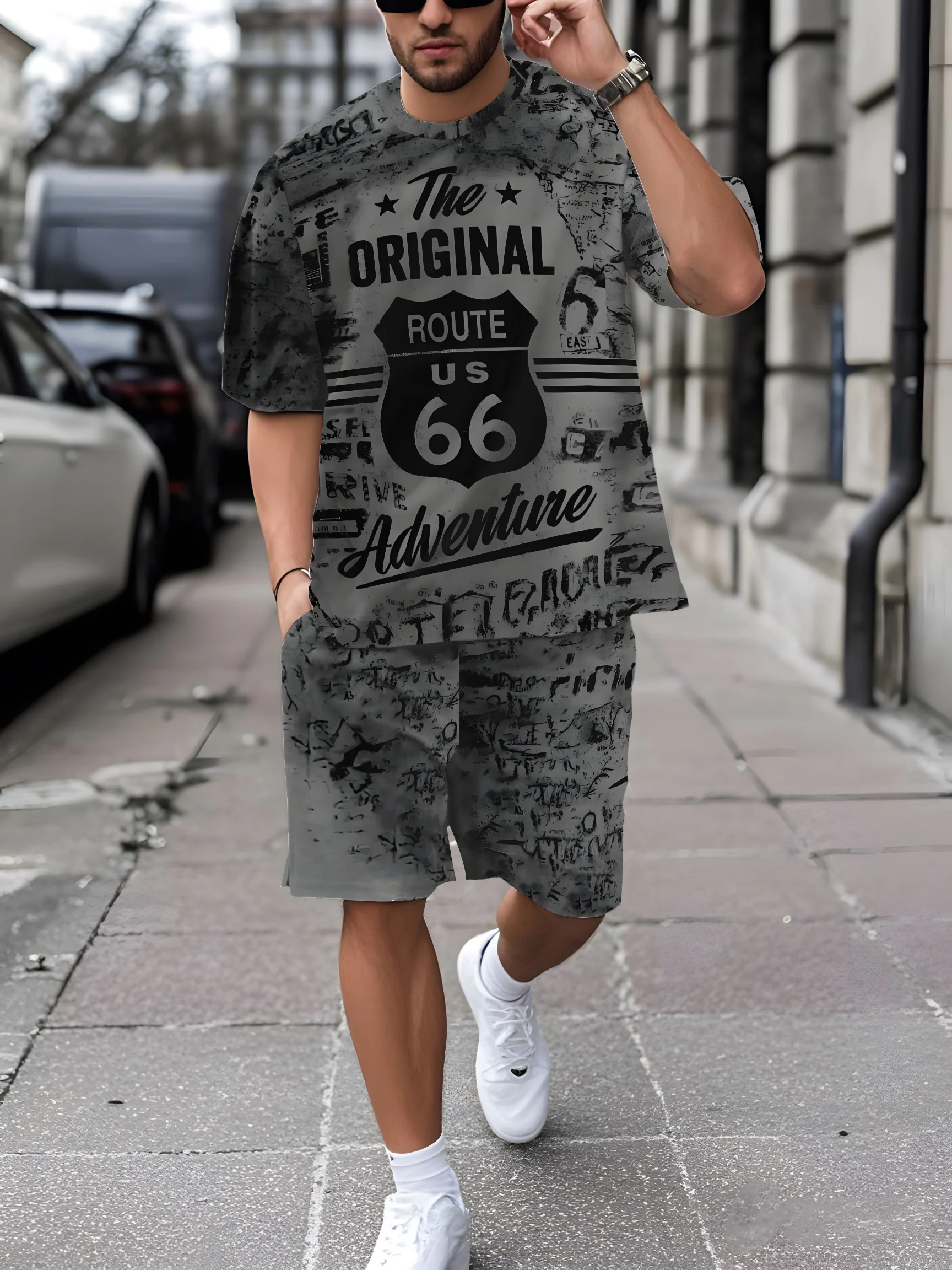 

The 2025 summer new men's set features 3D printed patterns providing outdoor comfort softness fashion and leisure