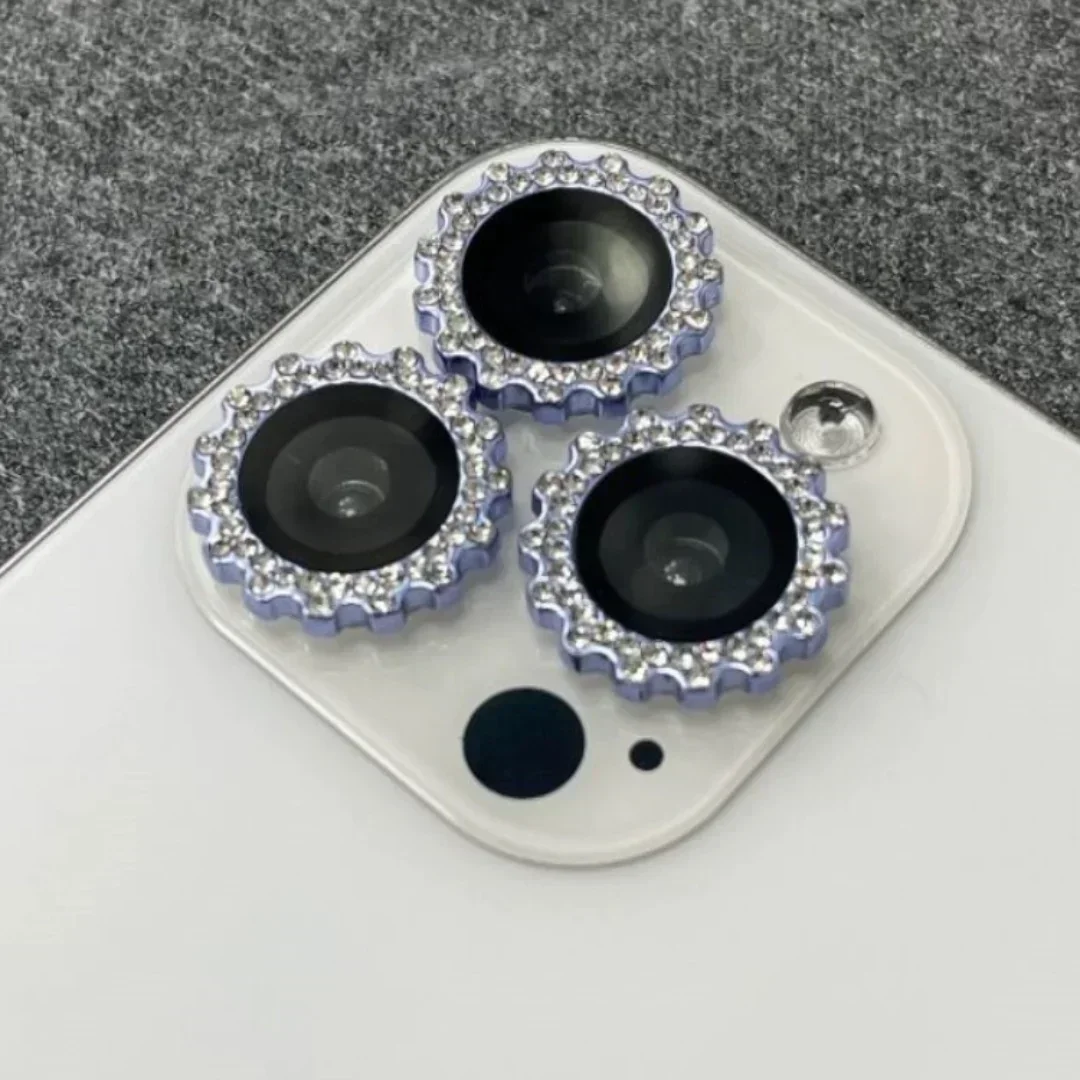カメラレンズプロテクター,iPhone 16,15,14 pro max,12,13 mini用の光沢のあるダイヤモンドフィルム,2〜3個