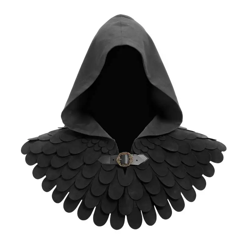 

DAZCOS Medieval Cowl Scaly Hat Renaissance Cape Hooded Gothic Pagan Scale Neck Armor Halloween Costume Accessory