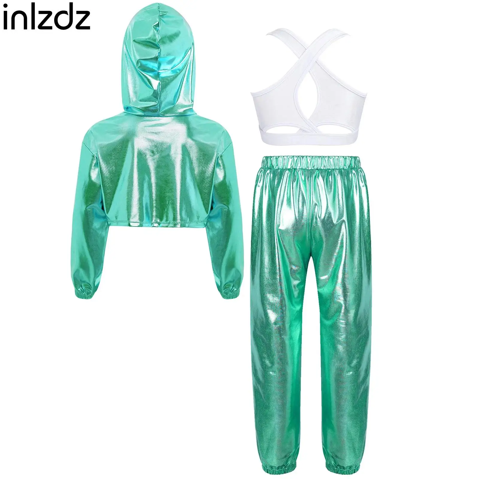 

Hip Hop Girls Fashion Clothing Jazz Dance Costumes Hoodie Vest Pants Sets Kids Sports Set Modern Dance Performance Street Wear