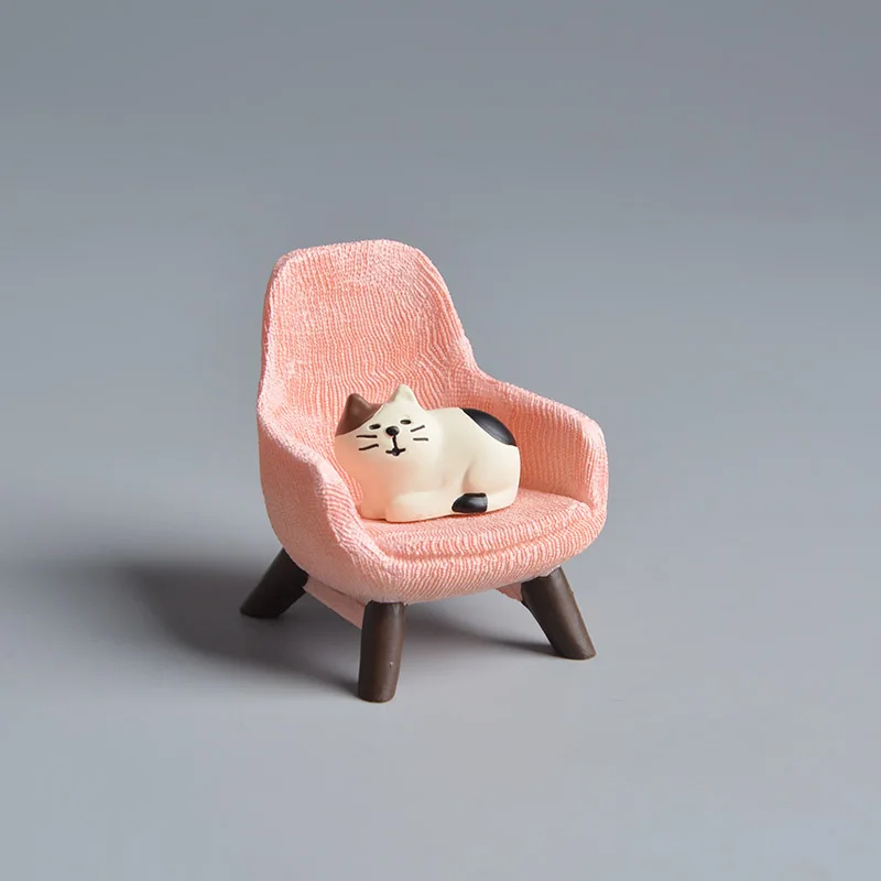 Cartoon Cat Sofa Chair Dollhouse Miniature Doll Room Desktop Decor Toy Ornament Creative Desktop Mini Decoration Kids Gift