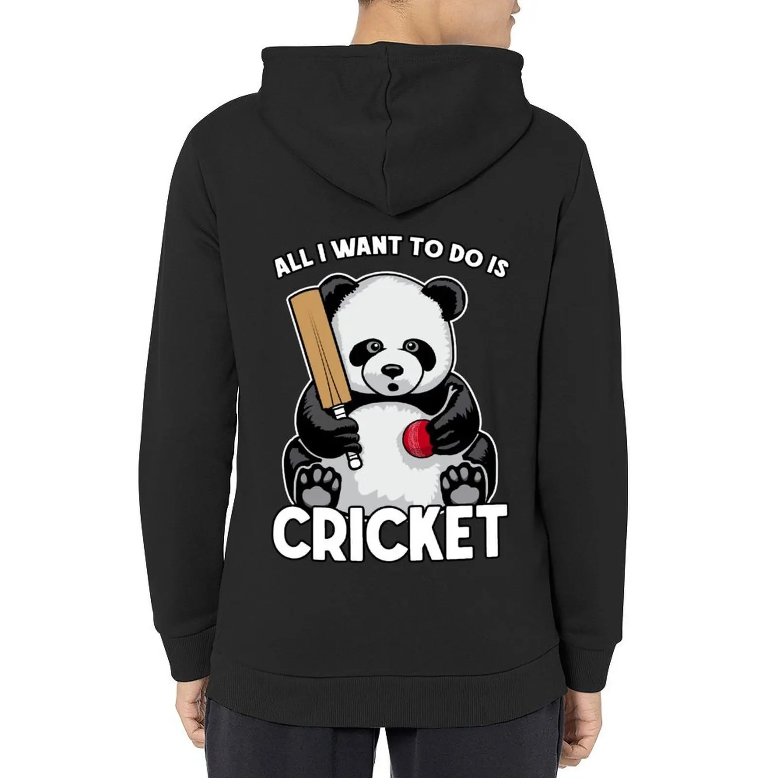 

Panda Cricket All I Want To Do Is Cute Funny Bear Player Hoodie men's clothes men clothing hoodies for men