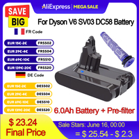 For Dyson V6 Battery Vacuum Cleaner Battery For Dyson V6 Fluffy V6 Animal SV03 SV05 SV07 SV09 DC62 DC58 DC59 DC61 DC74 DC72