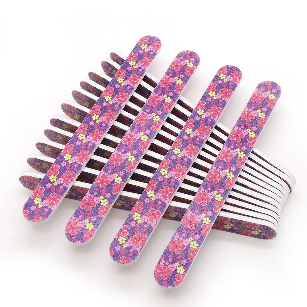 50 Stuks Schuurpapier Nagelvijlen Recht Professionele Dubbelzijdig 180/180 Grit Schuren Bestand Buffers Kleurrijke Manicure Pedicure Gereedschap