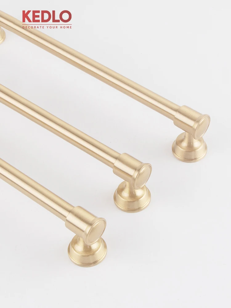 KEDLO Massiver Messinggriff, modern, schlicht, luxuriös, gebürstetes Messing, goldfarben, für Küchenschrank- und Schubladentüren – Detail 3