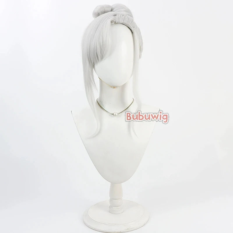 Bubuwig Synthetic Hair Asagi Mutsuki Cosplay Wigs Blue Archive Asagi Mutsuki Women Long Straight Silver White Wig Heat Resistant