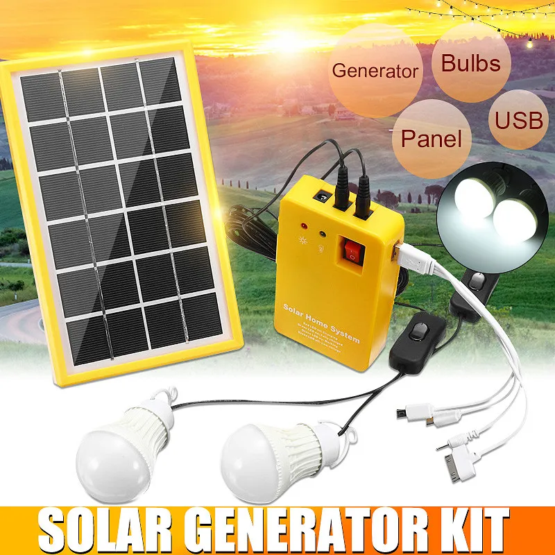 kit de luz de emergencia gerador solar cabecas carregador usb cabo mais led lampada para acampamento ao ar livre luz solar 01