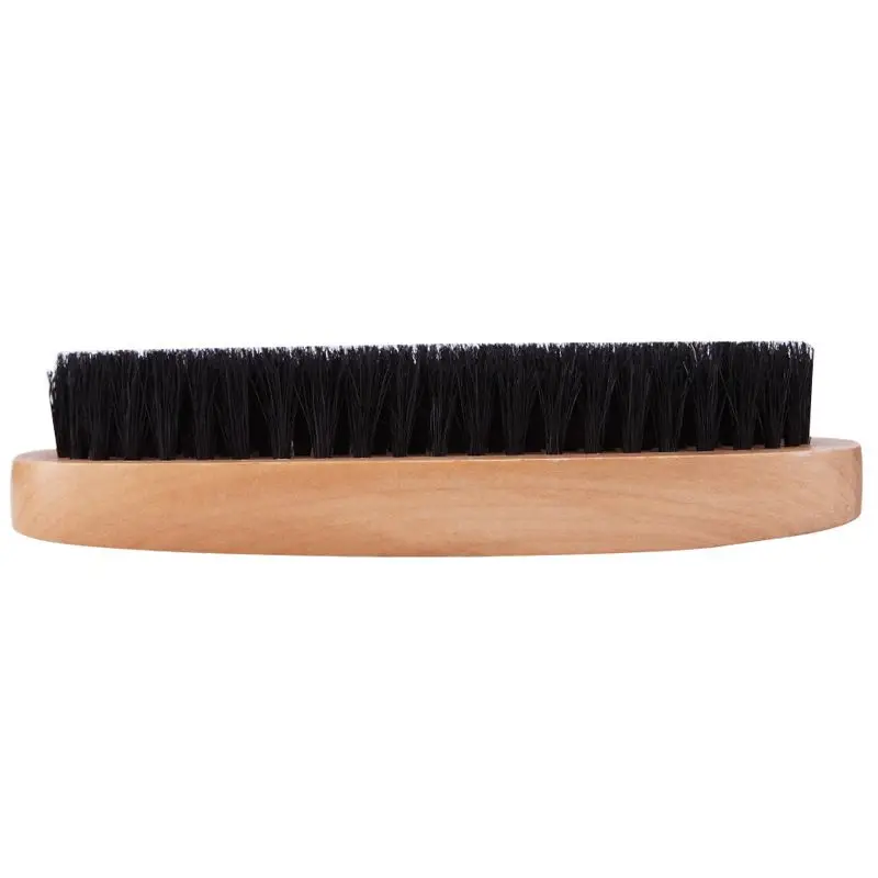 1pc Oval black pig hair brush polishing wooden brush professional leather shoe cleaning and care brush for leather care