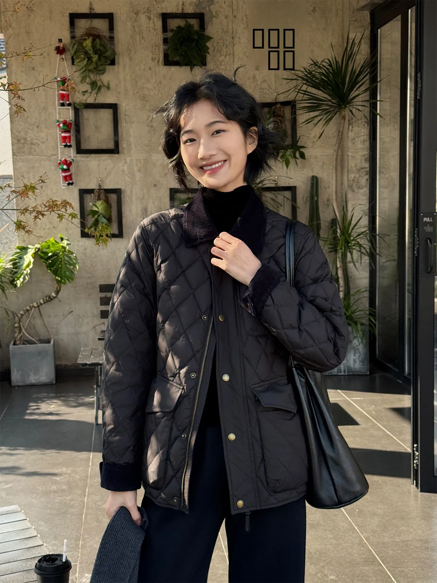 

Bla mat Goose down Jaet Women's Faionable Versatile Winter New Arrival Quilted Collar Poly Fiber Long Sve Coat