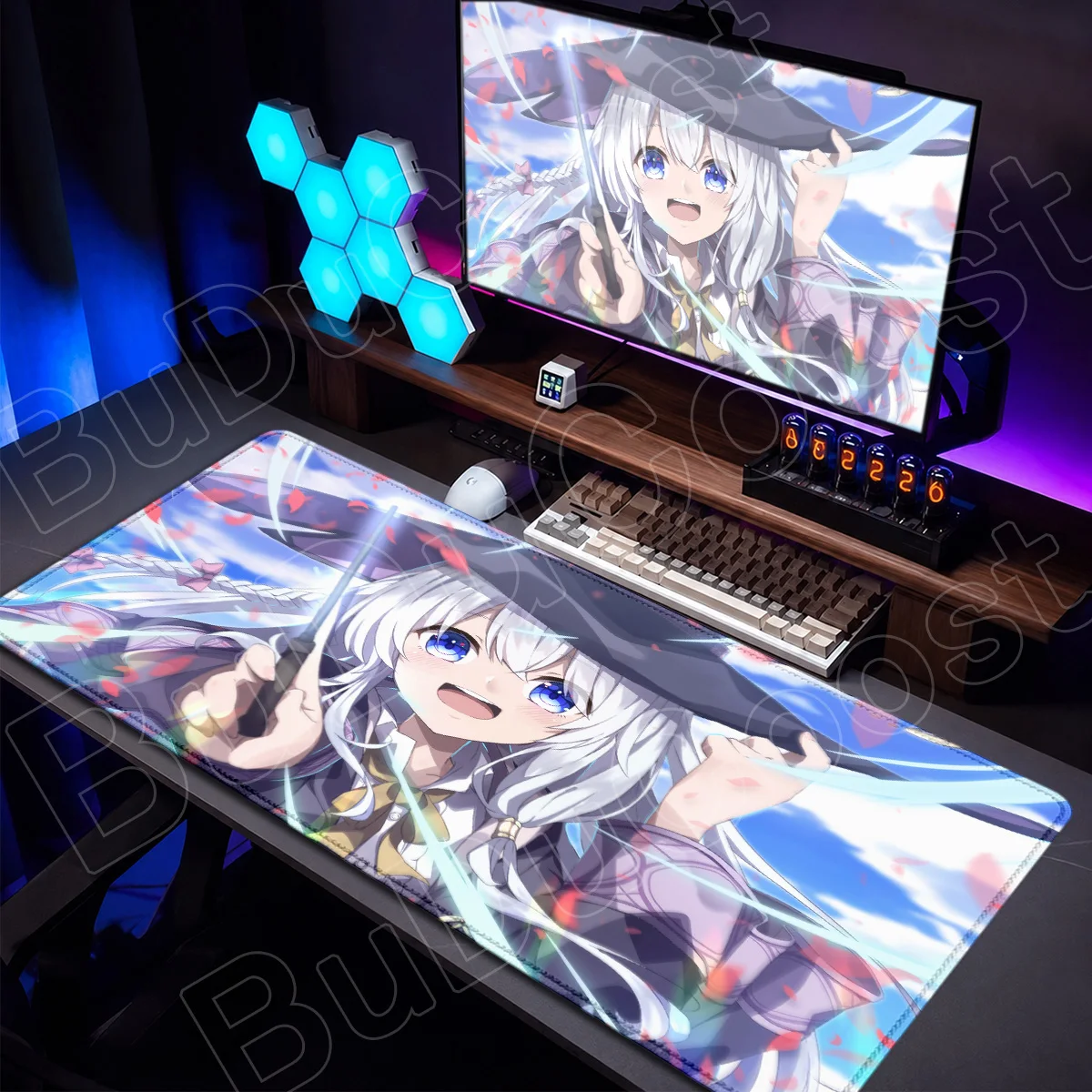 Large Anime Gaming Mouse Pads Locking Edge Laptop Keyboard Mats Wandering Witch Elaina Desk Rubber Carpet PC Accessories 90x40cm