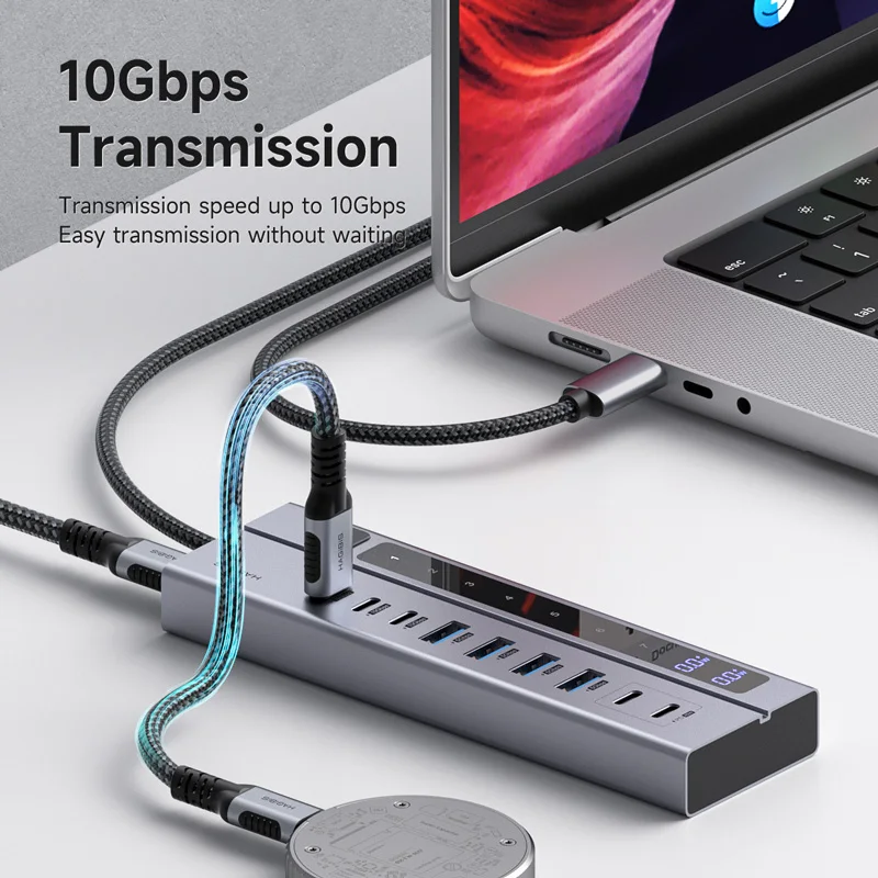 Imagem -05 - Hagibis Usb c Hub Tipo-c Docking Station Interruptores Liga Desliga Individuais com Display Led 10gbps Usb c Divisor para Macbook Pro ar