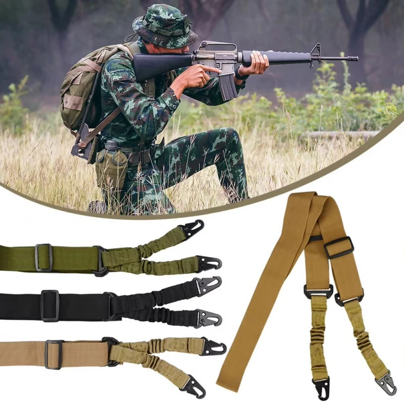 1-4Pcs Tactical Two Points Sling Bungee Shoulder Strap Durable Nylon Rifle Belt Heavy Duty Sling For Outdoor Hunting Sports