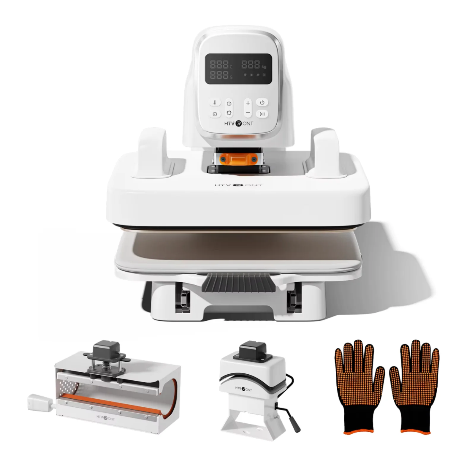 HTVRONT A100 Automatische Multi-Heißpresse - 3-in-1 Auto 12x10 Zoll Heißpresse Flachpresse (T-Shirts), Mützenpresse (Caps), 20 oz Becher-Heißpresse
