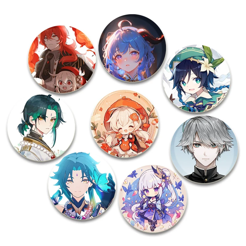 Anime Genshin Impact Brooches Pins Alhaitham/Kaedehara Kazuha/Raiden Shogun/Hu Tao/Furina/Xiao Cartoon Badge Accessories Gifts