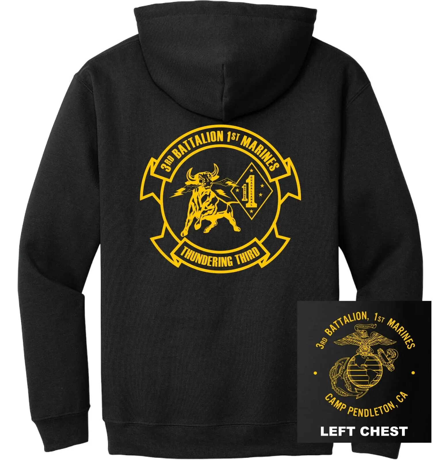 US Marine Corps - 3rd Battalion, 1st Marines Regiment Pullover Hoodie 100% Cotton Comfortable Casual Mens Sweatshirt Streetwear