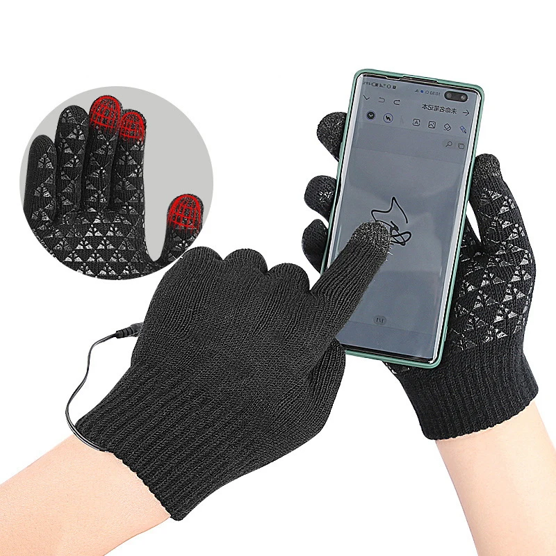 USB Heating Cycling Running Skiing Hiking Walking USB Touch Screen Gloves Winter Warm Electric Heated Gloves Heated Motorcycle