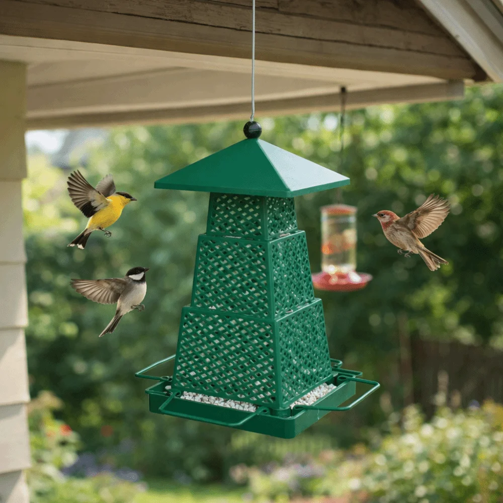 

Windproof Wild Bird Feeder Large Capacity Folding Hanging Bird Feeder Multi-purpose with Hang Rope Bird Feeding Station Outdoor