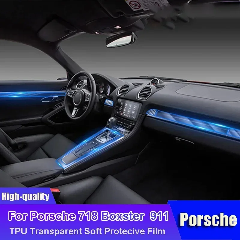 

For Porsche Boxster 718 911 Car Interior Center Console Transparent TPU Film Protective Anti-scratch Car Sticker Accessories