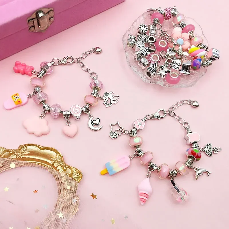 Charm Bracelet Making Kit for Girls Gift Box 57/66/76 Pcs of Jewelry Making Kit for 6-12 Girls Birthday Christmas Gift Bracelet