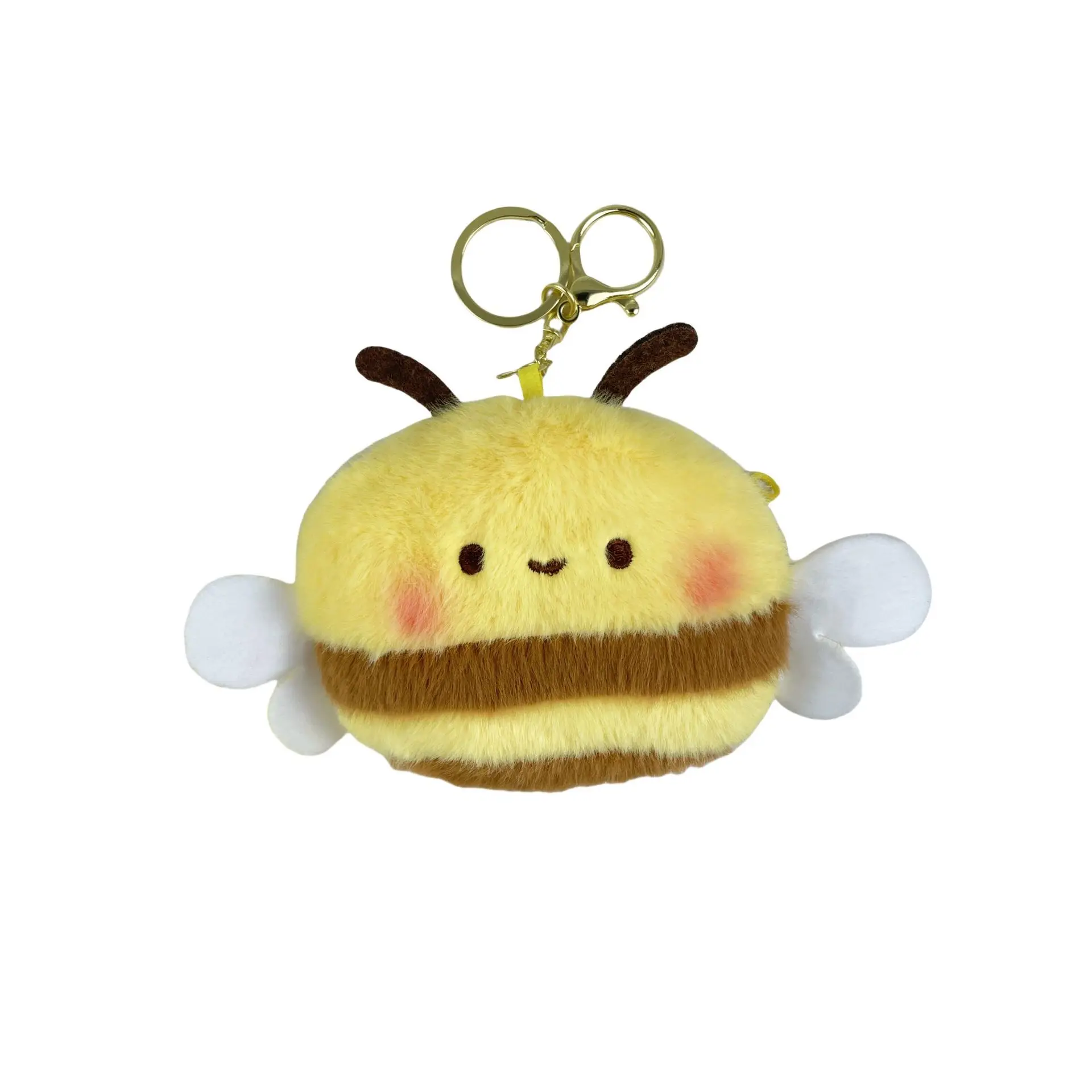 Cute Cartoon Bee Coin Purse Soft Plush Zipper Small Wallet For Girl Data Cables Earphones Bag Key Pouch Portable Storage Pendant