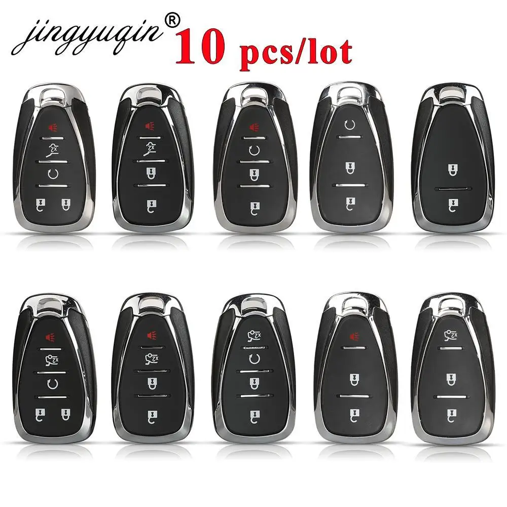 

jingyuqin 10pcs Smart Remote Key Shell Replacement for Chevrolet Cruze Malibu Camaro 2/3/4/5 Buttons Keys Fob Body Housing