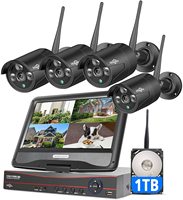 Hiseeu 8CH Wireless IP Cameras NVR Kit Outdoor Waterproof 3MP 1536P CCTV System Set With 10.1\