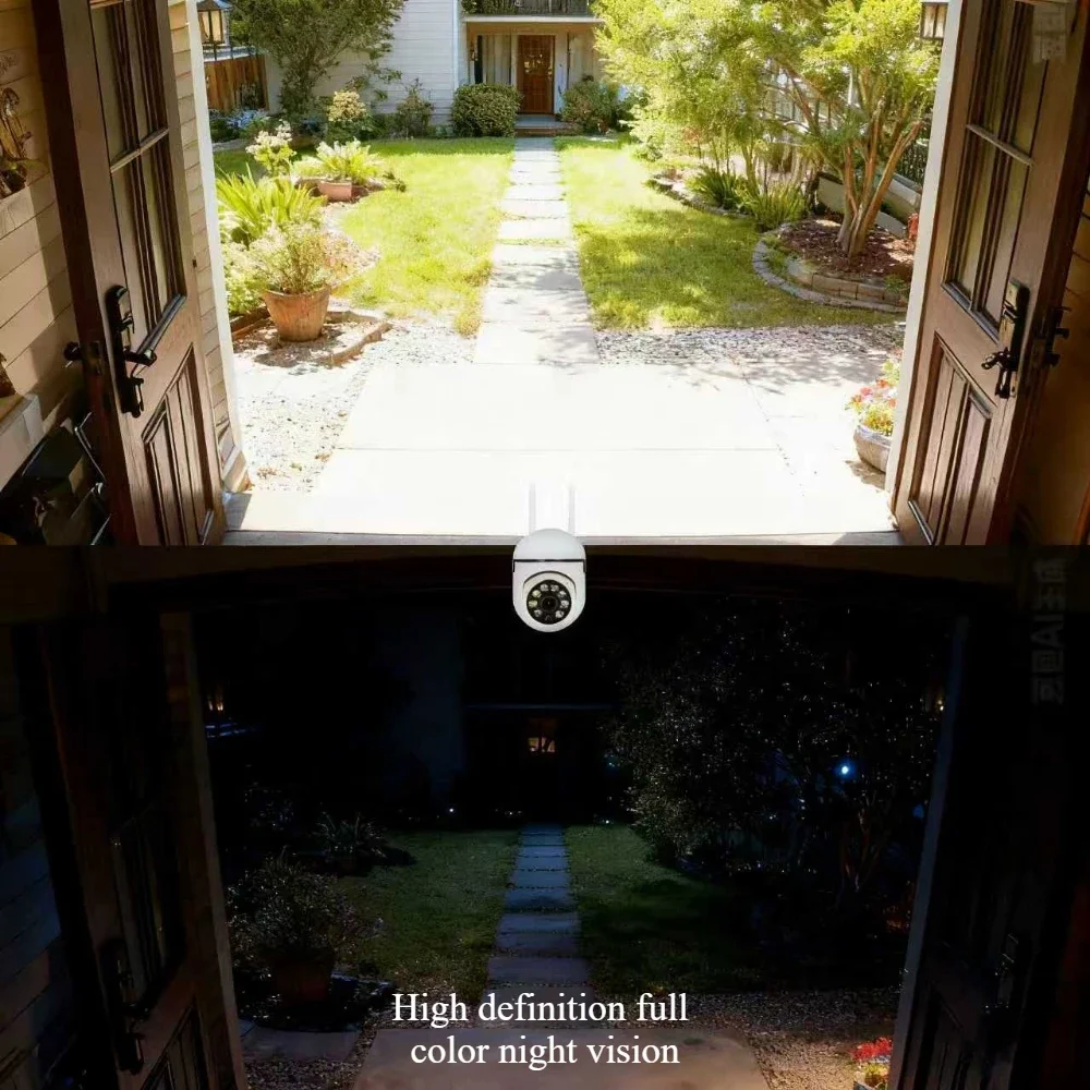 8MP 흑백 단일 주파수 카메라, 4배 줌 고화질 컬러 야간 투시경, 음성 녹음, 휴머노이드 감지