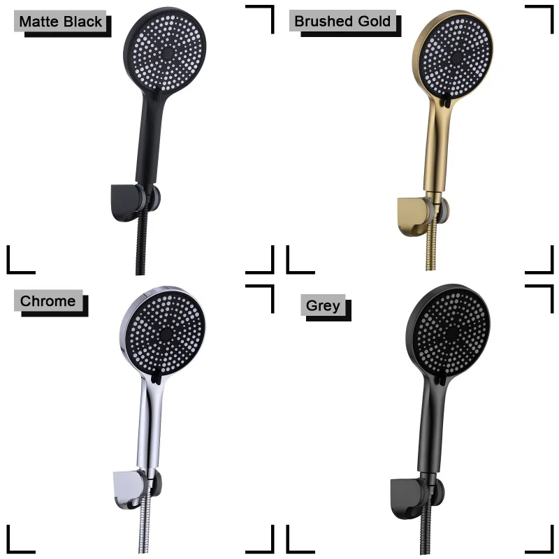 Strong Shower Head Bathroom Black 3 Gear Large Panel Spray Head Handheld Shower Head for Bathroom Powerful Spray Head
