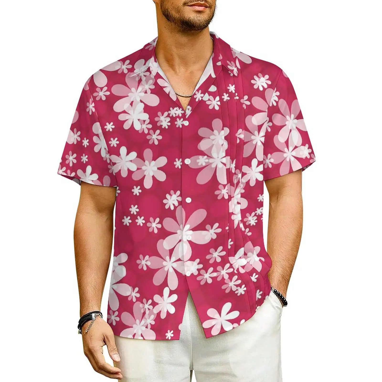 

Hawaiian Shirt Beach Retro Flower Blouses White Daisies Cool Casual Shirts Man Short Sleeve Comfortable Oversized Tops