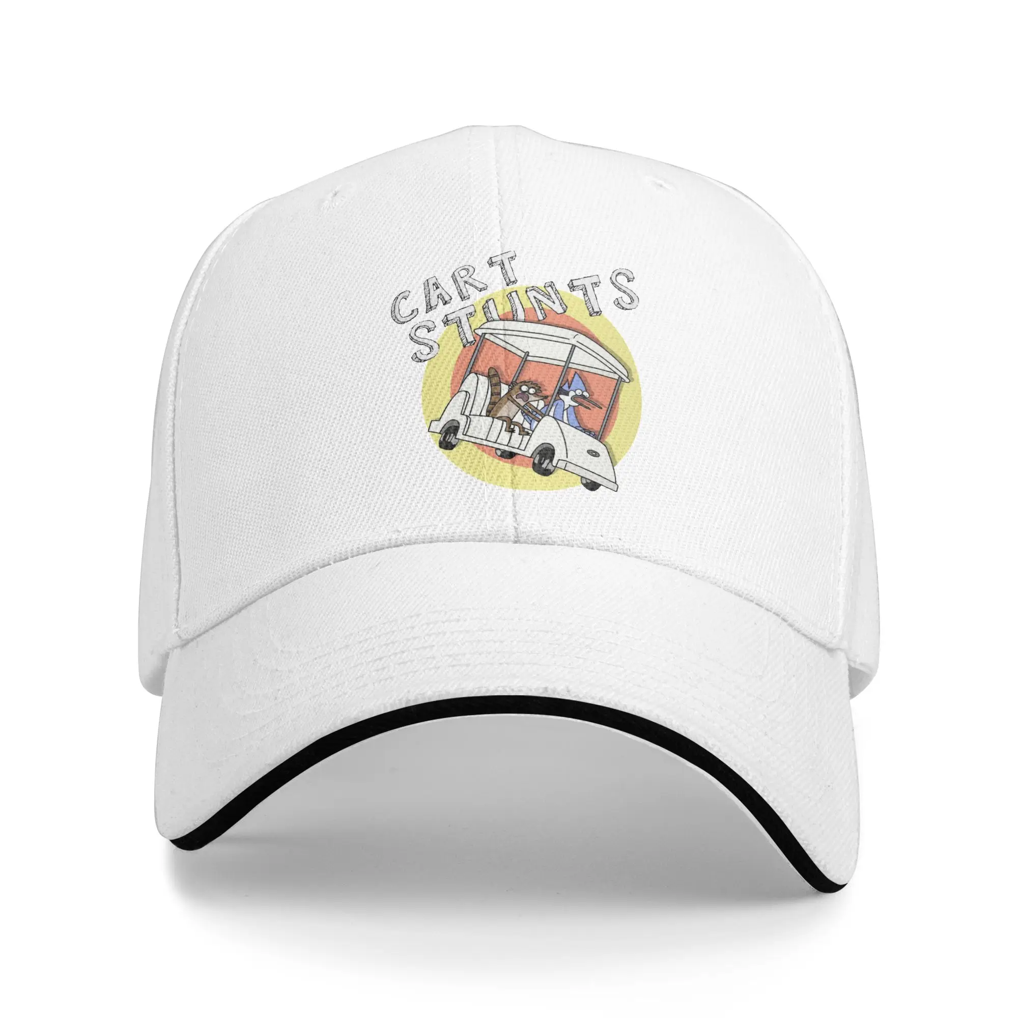 Adult Mordecai and Rigby Cart Stunts Regulars Show Sandwich Hat  Baseball Cap Snapback Caps  Trucker Hat Breathable Fishing Hat