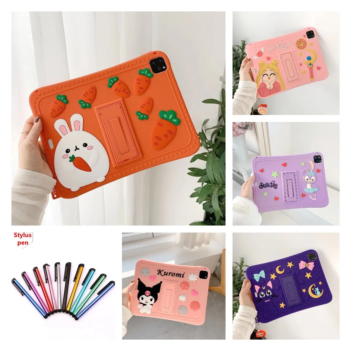 Cute Cartoon Carrot Tablet Case for Apple Ipad 10.2 9.7 Inch Air 4/3 Pro 11 2020 Kids Stand Back Cover for Ipad 6 Mini 5/4/3/2